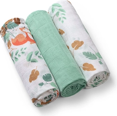 Babyono musliinmähkmed Super Soft, mündiroheline 70 × 70 cm, 3 tk