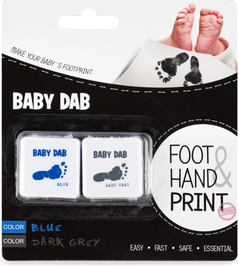 Baby Dab laste käe- ja jalajälgede tindipadjakeste komplekt, sinine ja tumehall (2 tk)