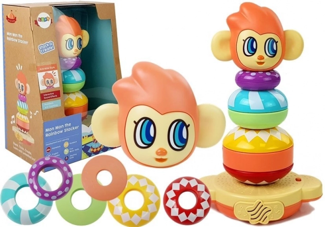 Educational stacking pyramid monkey with sounds and number learning