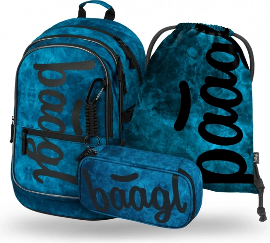 Baagl school set Core Ocean – backpack, pencil case and drawstring bag