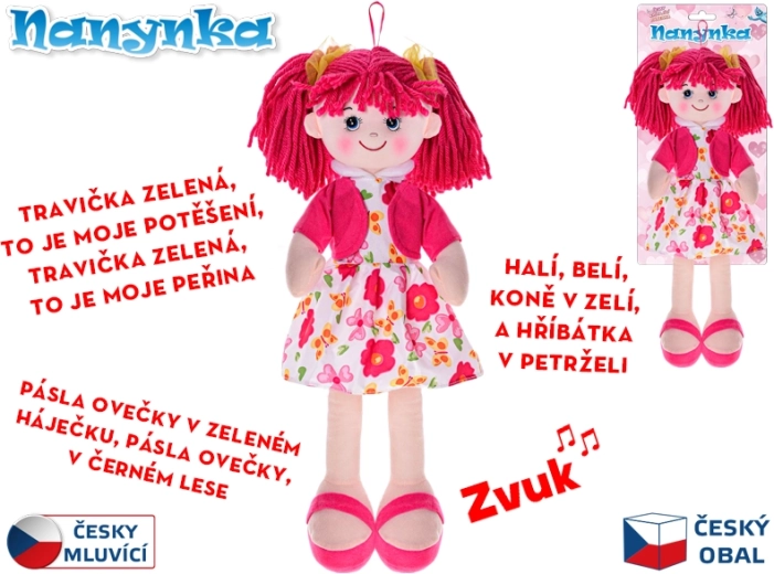 Interaktiivne riidest nukk Nanynka 50 cm, laulab ja räägib tšehhi keeles