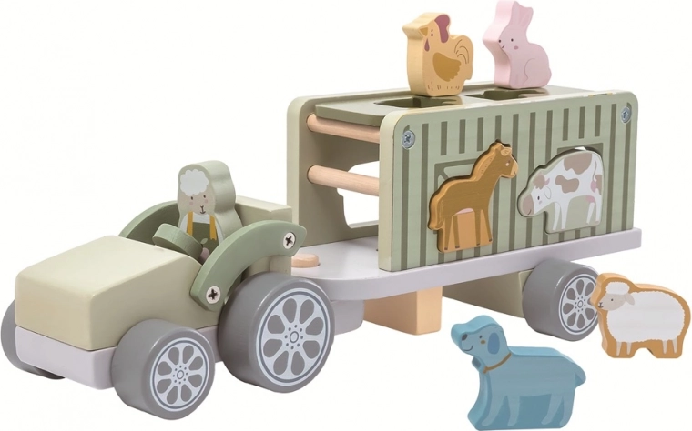 2Kids Toys wooden car with animals and shape sorter