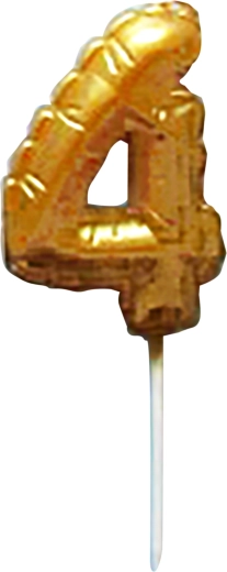 Cake Candle Number 4 Gold, Insert, 6 cm