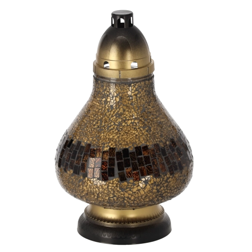Glass Lantern Stained Glass Carafe Gold 37 cm, burn time up to 50 hours