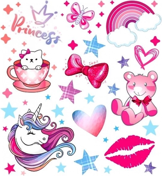 Unicorn Textile Stickers, 15 × 21 cm Sheet
