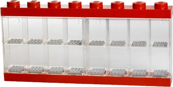 Collector display case for 16 LEGO minifigures – red