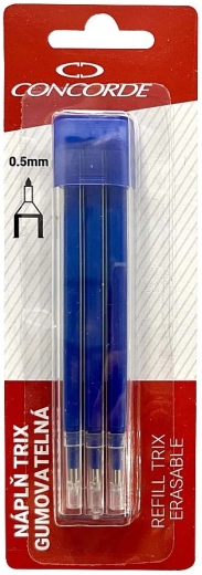 Refills for erasable roller CONCORDE TRIX 0.5 mm, blue, 3 pcs