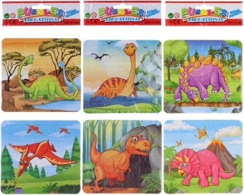 Pusle ja värvimislehed 2-ühes – dinosaurused, 2×16 tükki, 3 varianti
