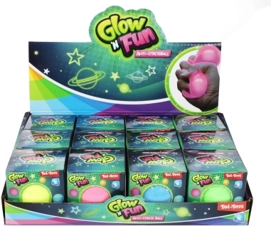 Stressivastane pall Glow ’n’ Fun – helendav pigistatav pall