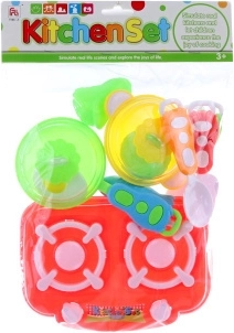 Children's plastic dishware set with accessories