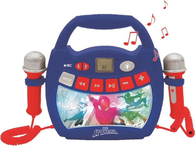 Laste karaoke-mängija valgusega SPIDER-MAN, Bluetoothi ja 2 mikrofoniga