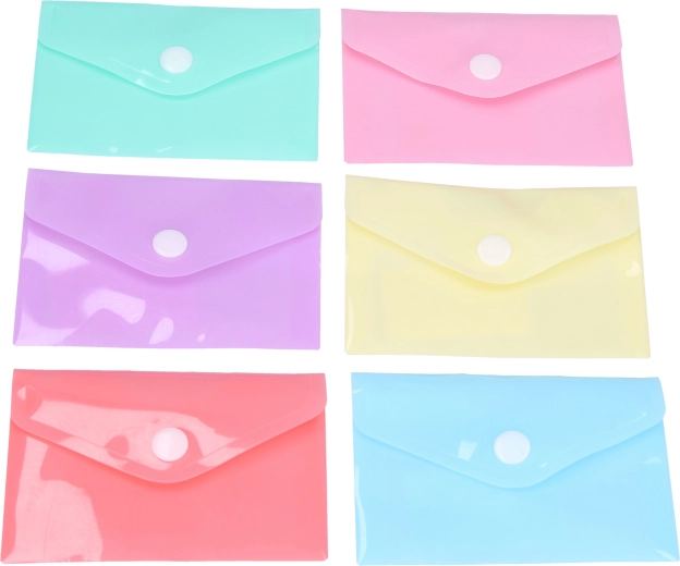 Plastikust trukiga mapp 24 × 16,8 cm, pastelsete värvide segu