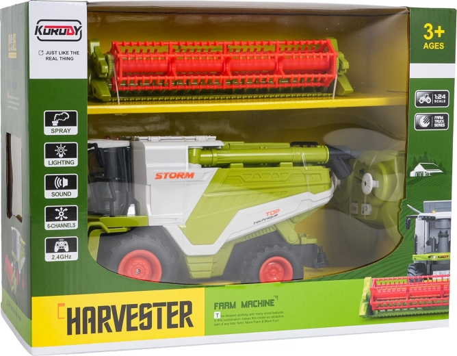 Kids' RC Combine 1:24 green with smoke effect
