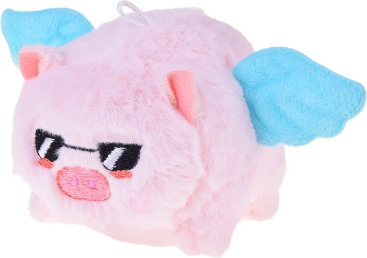 Cute plush piggy keychain with spinning tail and squeaker