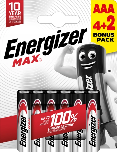 Energizer Max AAA leelispatareid 6 tk (4+2 tasuta)