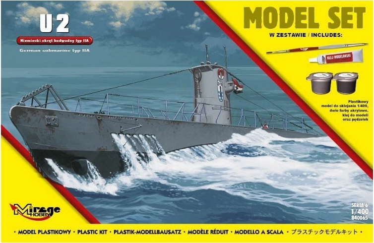 U-Boat Type IIA U2 Submarine Model Kit 1:400 Scale