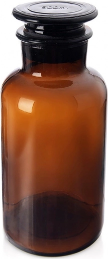 Pruunist klaaspudel laia kaela ja tiheda korgiga 500 ml