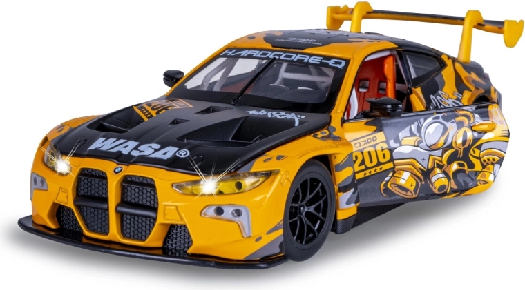 BMW M4 GT3 võidusõiduauto mudel 1:24 tulede ja helidega