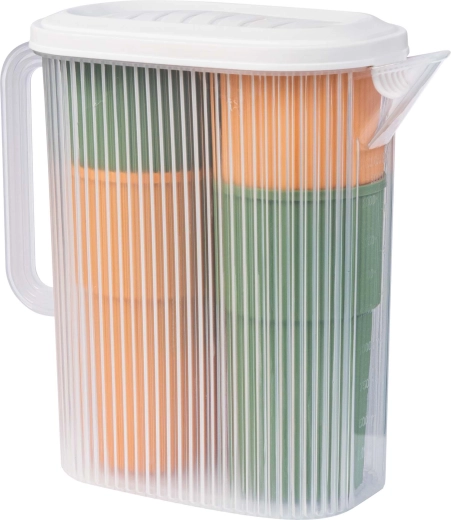 Plastic set: 3 L pitcher and 4 cups – green/orange