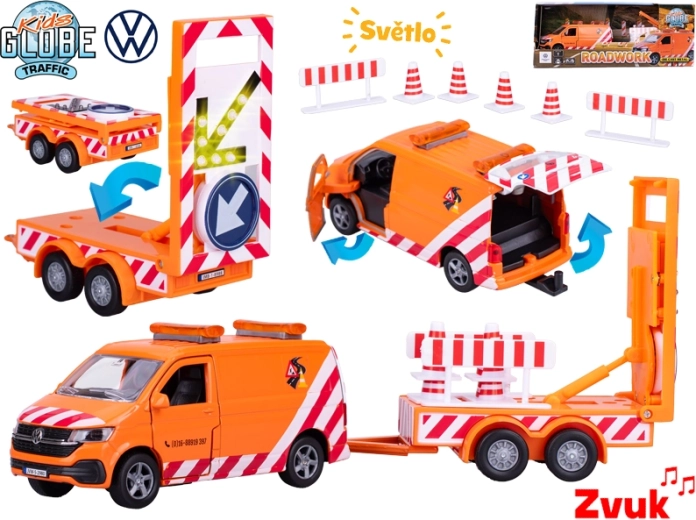 Kids Globe Traffic VW Transporter – metallmudel tulede ja helidega