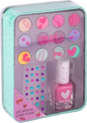 Create It! eyeshadow set and nail polish in a tin