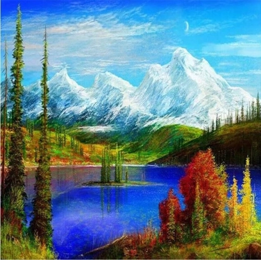 Teemandimaal "Mägijärv" 30 × 40 cm