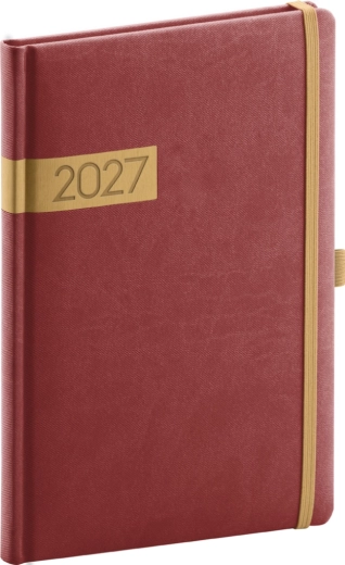 Notique nädalaplaanija Twill 2027 bordo-kuldne 15 × 21 cm