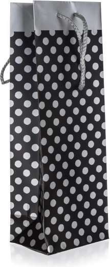 Hõbedaste täppidega kinkekott pudelile 12 × 35 × 9 cm