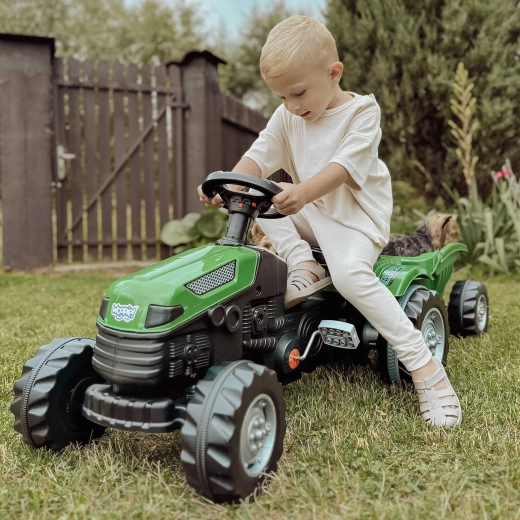 Woopie pedaaltraktor Farmer GoTrac Maxi haagise ja vaiksete ratastega