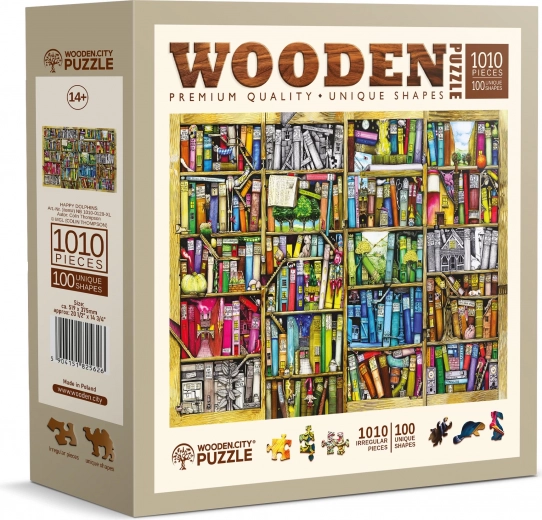 Wooden Puzzle Bookshelf with Books 1010 pieces