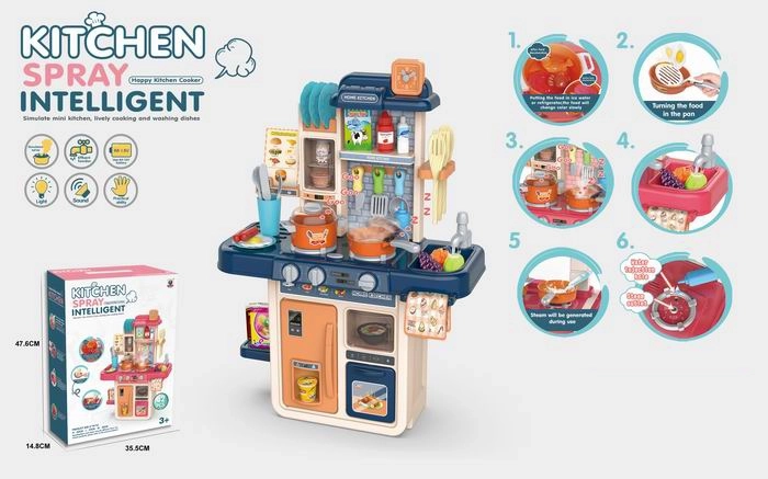 Kids' Kitchen 63 cm Blue, 42 Pieces