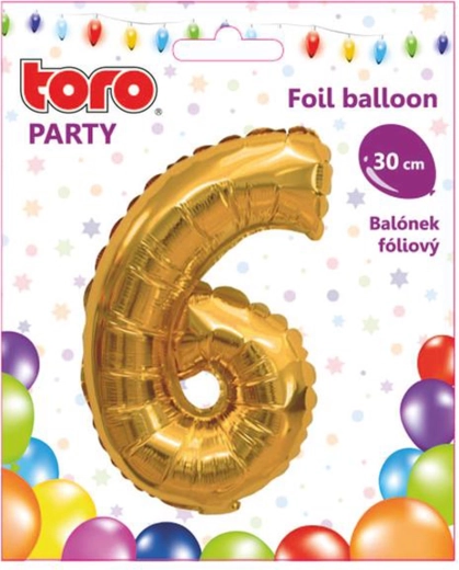 Foil balloon number 6, 30 cm, gold TORO