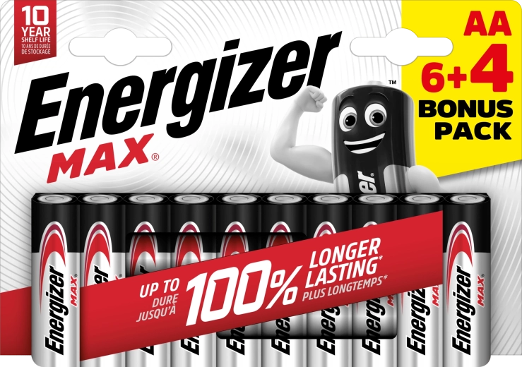 Energizer Max AA leelispatareid 10 tk (6+4)