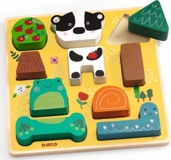 Djeco puzz & match happy loomakesed – puidust pusle kõige väiksematele