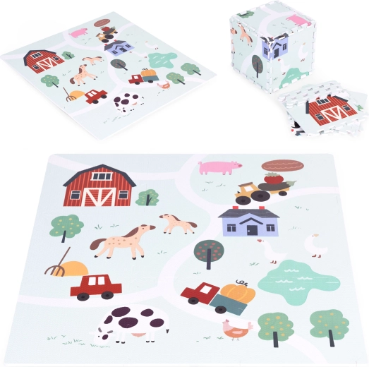 Large Farm Foam Play Mat 90.5 × 90.5 cm, 21 pieces ECOTOYS