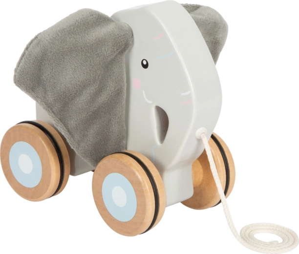 Wooden Pull-Along Toy Elephant with Crinkly Ears