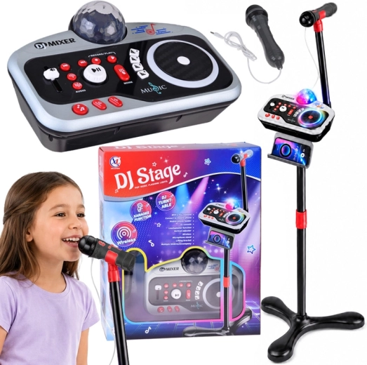 Kids’ DJ console DJ Stage with karaoke microphone, Bluetooth and disco ball