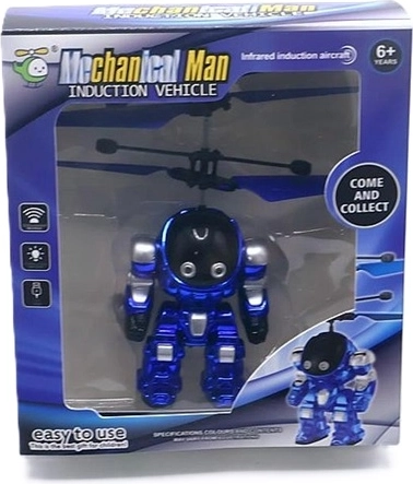 Flying Futuristic Robot Figure in Gold