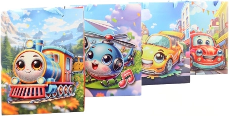 Gift bag with a cheerful transport theme