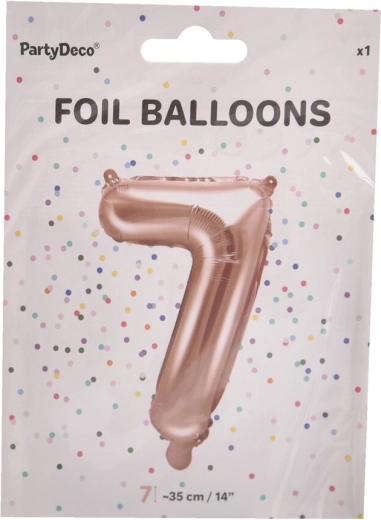 Foil balloon number 7, pearlescent pink, 35 cm