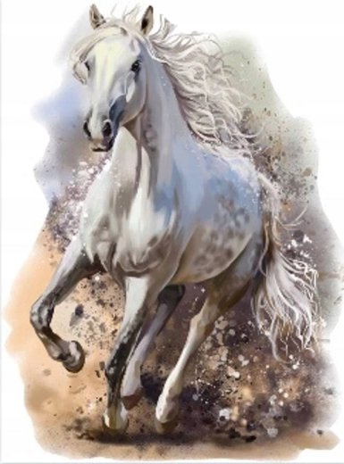 Norimpex teemantmaal "Jooksev valge hobune" 30 × 40 cm