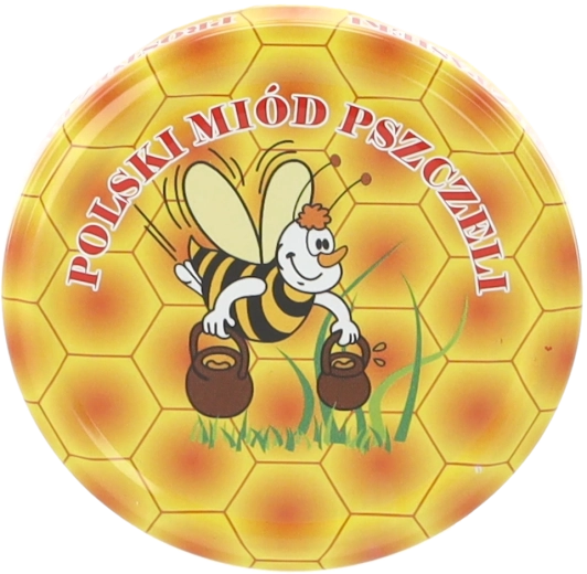 Lid for honey jars 82 mm, 6 lugs, bee design