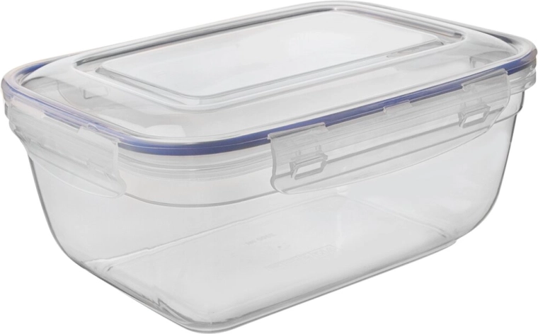 Prim plastic container with sealing lid, rectangular 1.4 L