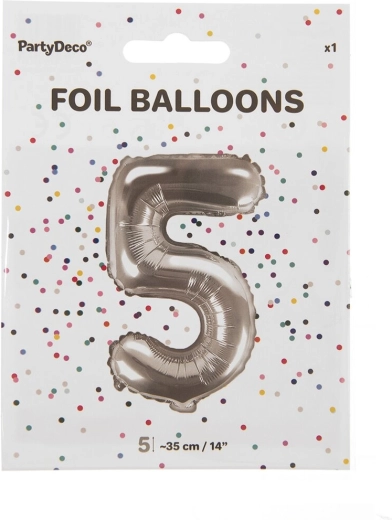 Silver foil balloon number 5 (35 cm)