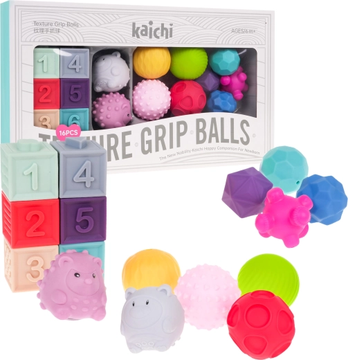 Foam sensory set for children 6m+ – balls, blocks and animals, 16 pcs