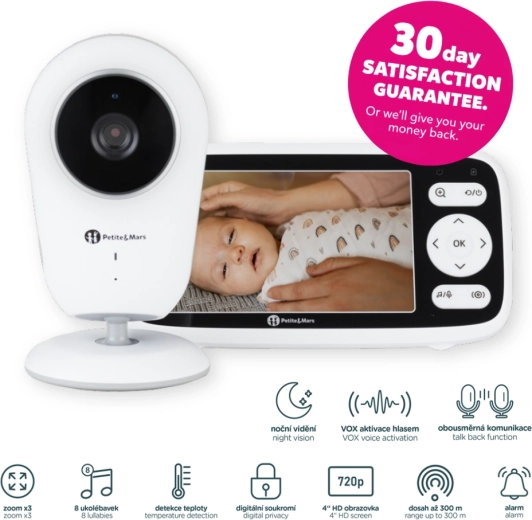 Digitaalne beebimonitor PETITE&MARS Nano 4.0 4-tollise HD-ekraaniga