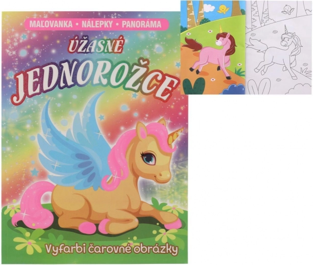 Coloring Books and Sticker Panorama Amazing Unicorns