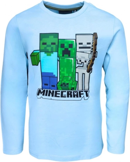 Minecraft boys' long-sleeve T-shirt light blue