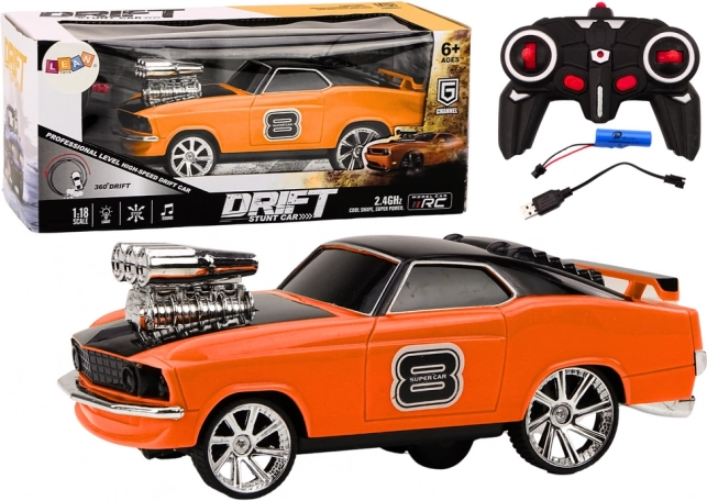 RC drift car 1:18 with 360° drift, lights and sounds – orange