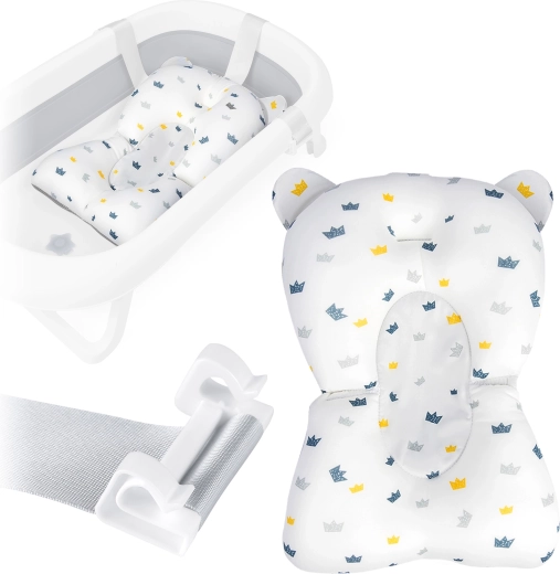RICOKIDS beebivanni padi – kiirelt kuivav ergonoomiline sisulisand, valge‑sinine
